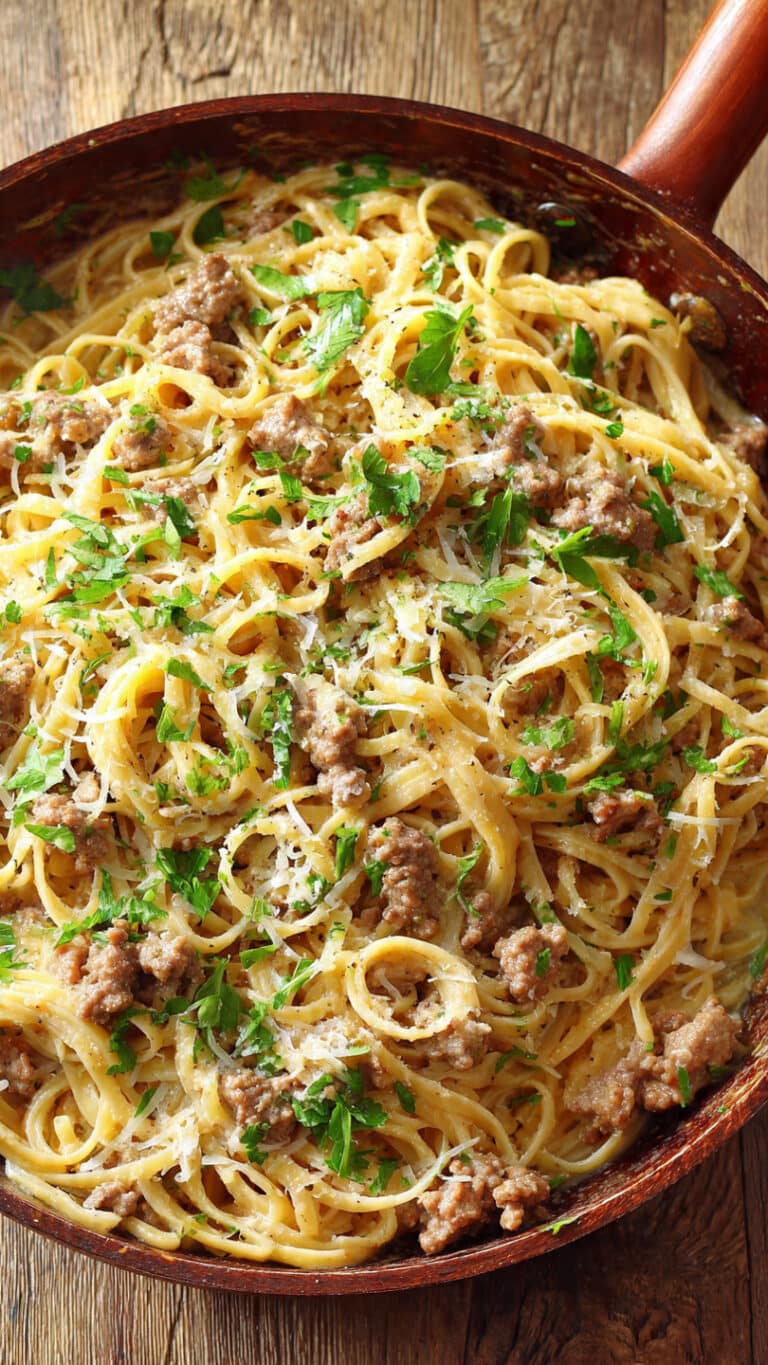 Creamy One-Pot Beef Pasta with Garlic Butter