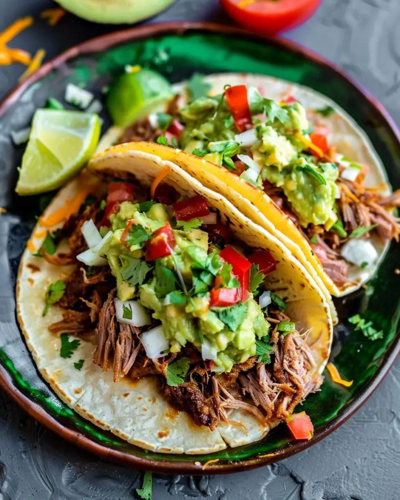 Crispy Shredded Beef Tacos with Guacamole, Monterey Jack & Lime Zest