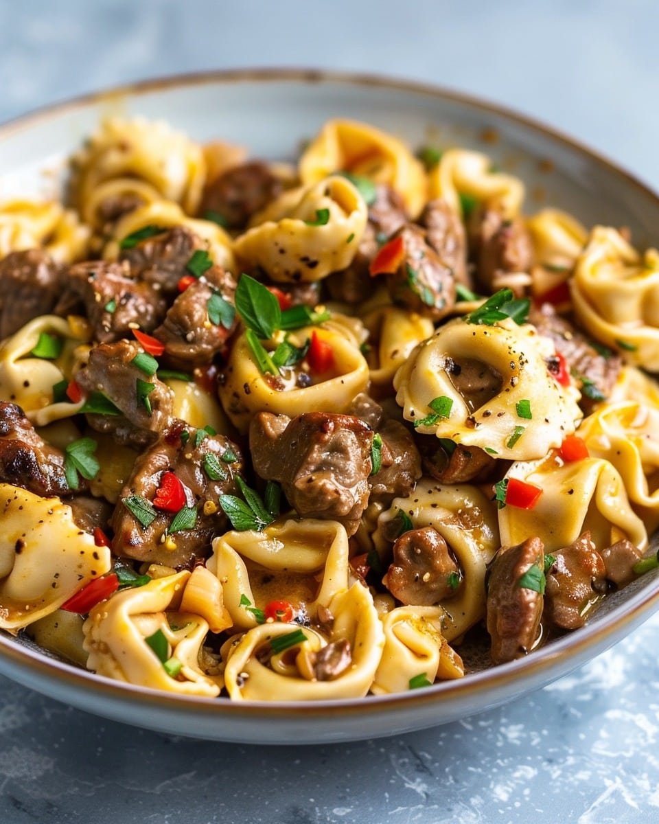 Philly Cheesesteak Tortellini Pasta