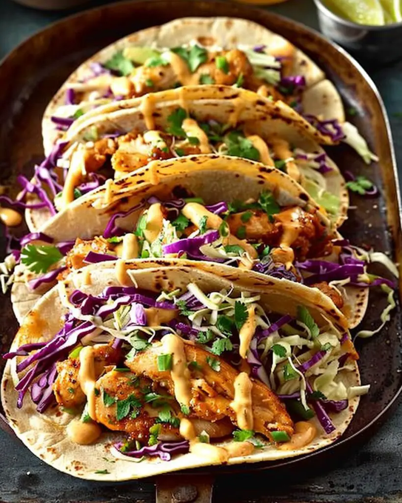 Honey Mustard Chicken Slaw Tacos