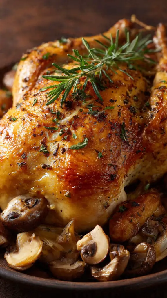 Garlic Herb Roasted Chicken with Mushrooms
