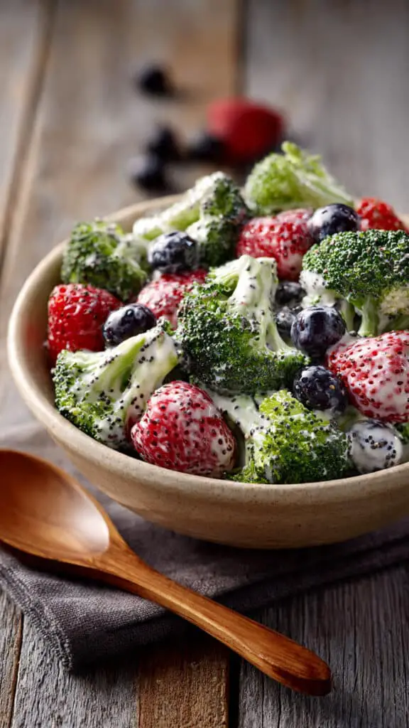 Fresh Broccoli Berry Salad with Homemade Poppy Seed Dressing