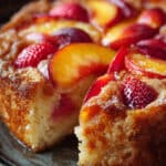 Strawberry Peach Greek Yogurt Cake