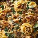 Creamy Chicken Marsala Pasta with Spinach and Mushrooms