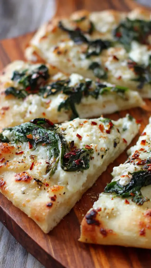 Greek Roasted Garlic Spinach White Pizza Delight