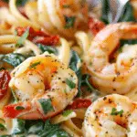 Creamy Sun-Dried Tomato Shrimp with Spinach Pasta