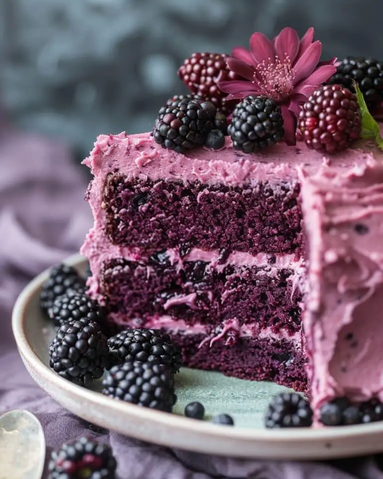 Irresistible Blackberry Velvet Cake with Lush Blackberry Frosting