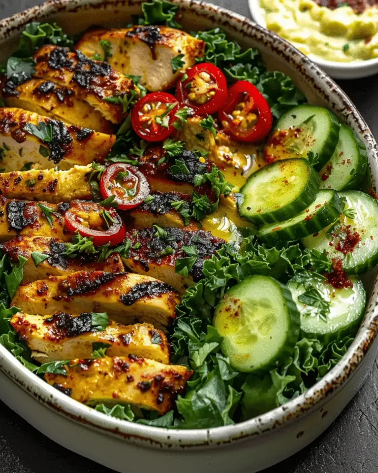 Lemon Chili Grilled Chicken Bowls with Fresh Cucumber Salad & Hummus