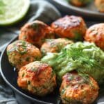 Baked Salmon Meatballs with Avocado Sauce