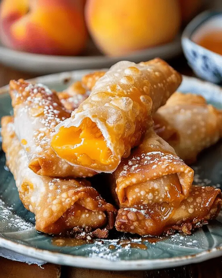 Crispy Peach Cobbler Egg Rolls