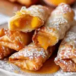 Crispy Peach Cobbler Egg Rolls