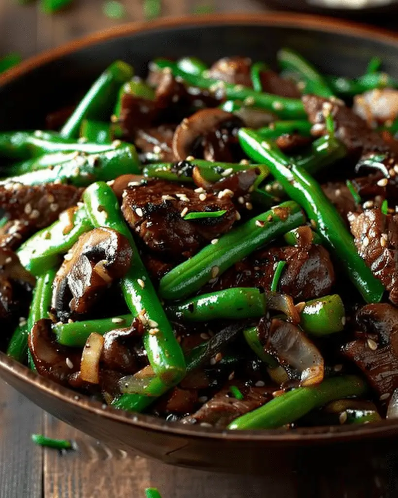 Black Pepper Beef, Mushroom & Green Bean Stir-Fry