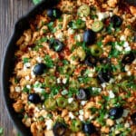 Mediterranean Keto Ground Chicken Skillet with Olives and Feta