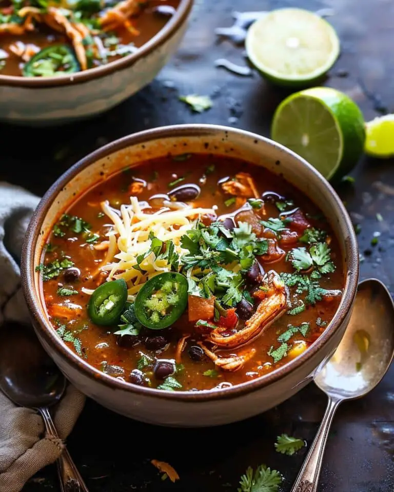 Smoky Black Bean & Shredded Chicken Soup with Chipotle and Lime