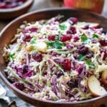 Refreshing Apple Cranberry Coleslaw with Creamy Ginger Dressing For Dinner