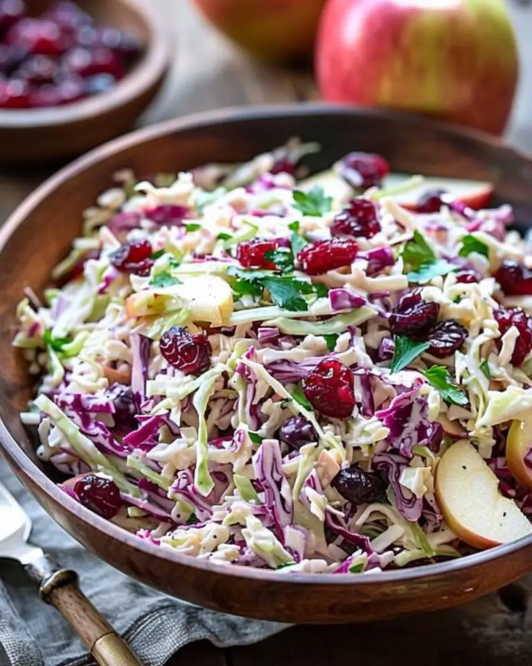 Refreshing Apple Cranberry Coleslaw with Creamy Ginger Dressing For Dinner