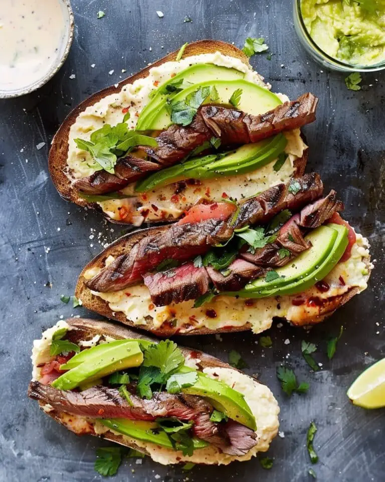 Grilled Steak, Avocado, and Spicy Crema Sandwiches