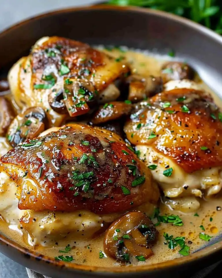 Creamy Garlic Mushroom Chicken Thighs
