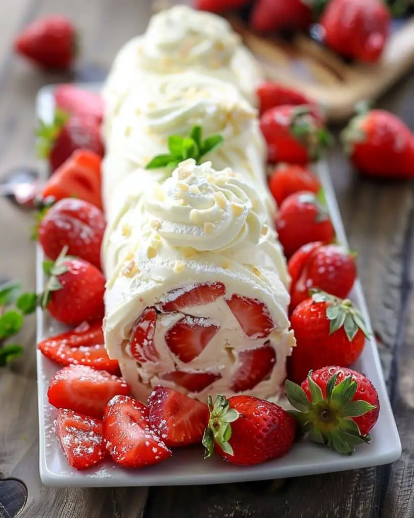 No-Bake Strawberry Shortcake Sushi Roll