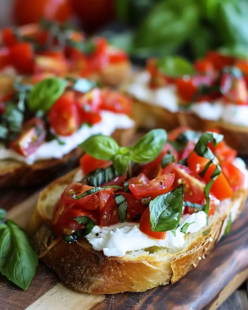 Burrata & Basil Bruschetta with Juicy Tomatoes
