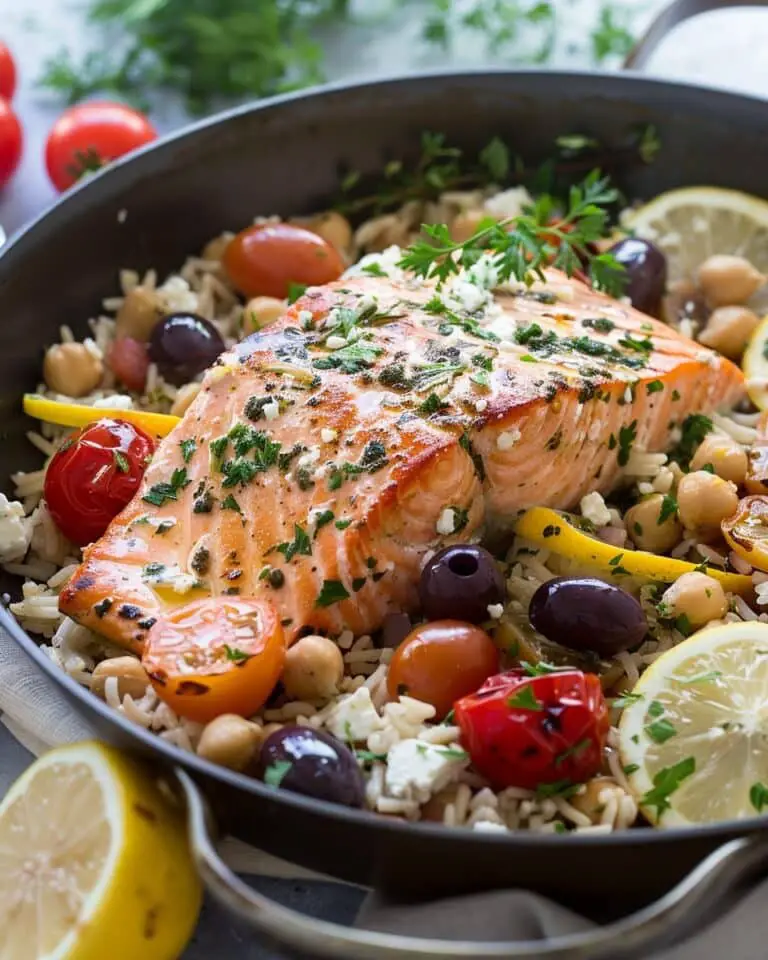 Mediterranean Salmon and Lemon Rice with Chickpeas