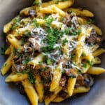 Caramelized Leek and Mushroom Pasta with Gruyere