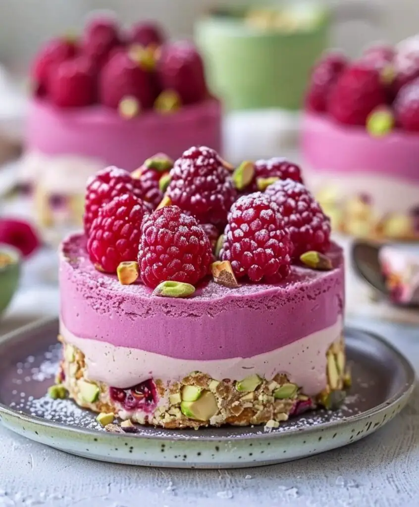 Raspberry Pistachio Mousse Cakes