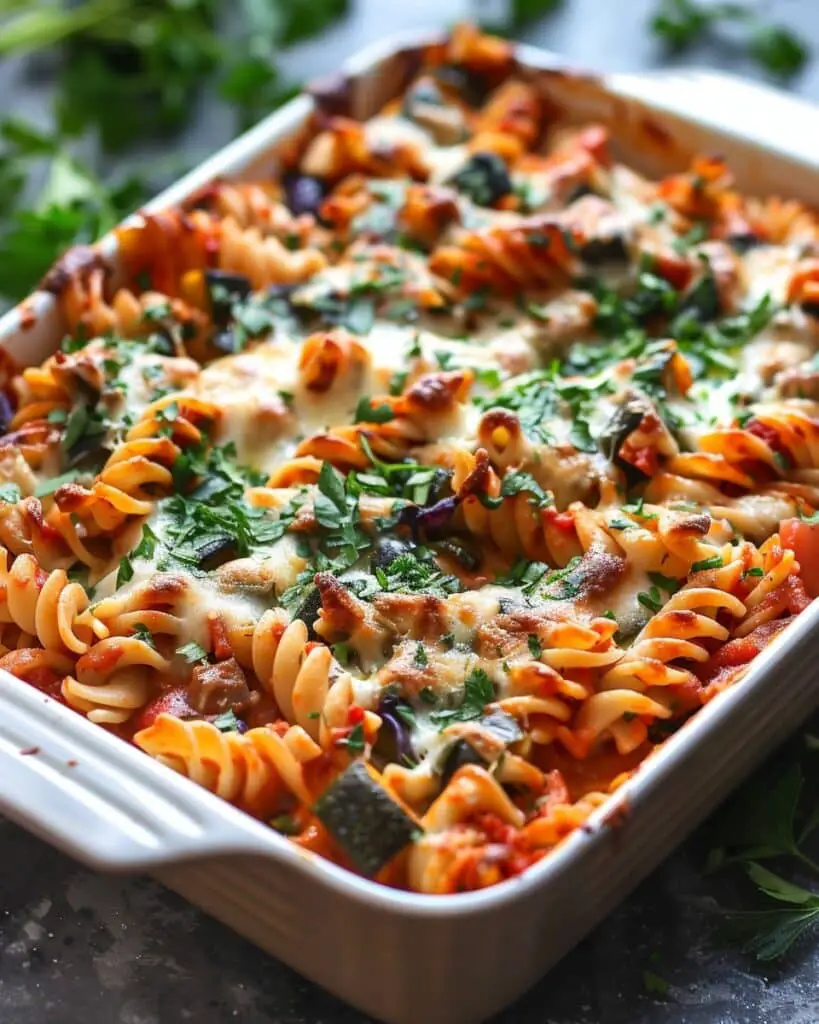 Mediterranean vegetable pasta bake