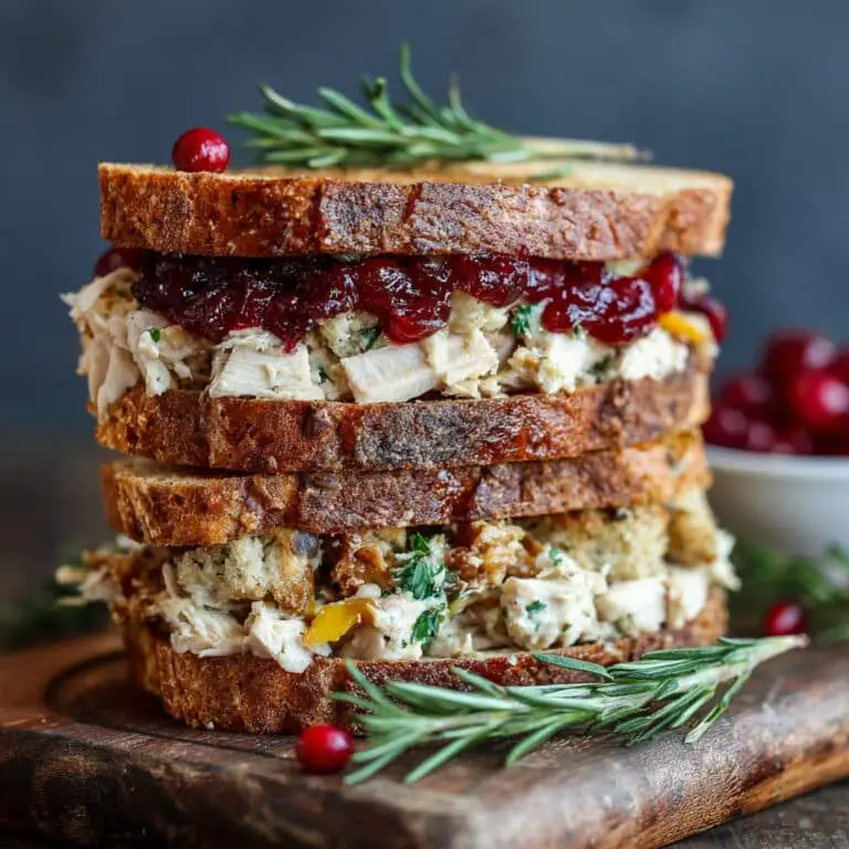 Leftover Turkey Stacked Sandwich with Cranberry & Stuffing