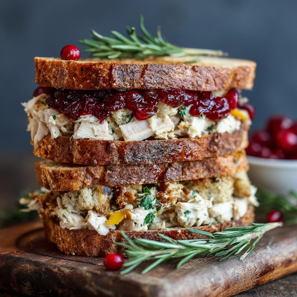 Leftover Turkey Stacked Sandwich with Cranberry & Stuffing