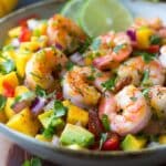 Shrimp Avocado Mango Salsa Bowls
