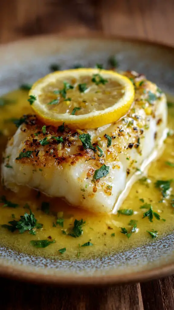 Baked Lemon-Garlic Cod with Butter Sauce
