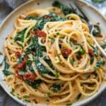 Spaghetti & Spinach with Sun-Dried Tomato Cream Sauce