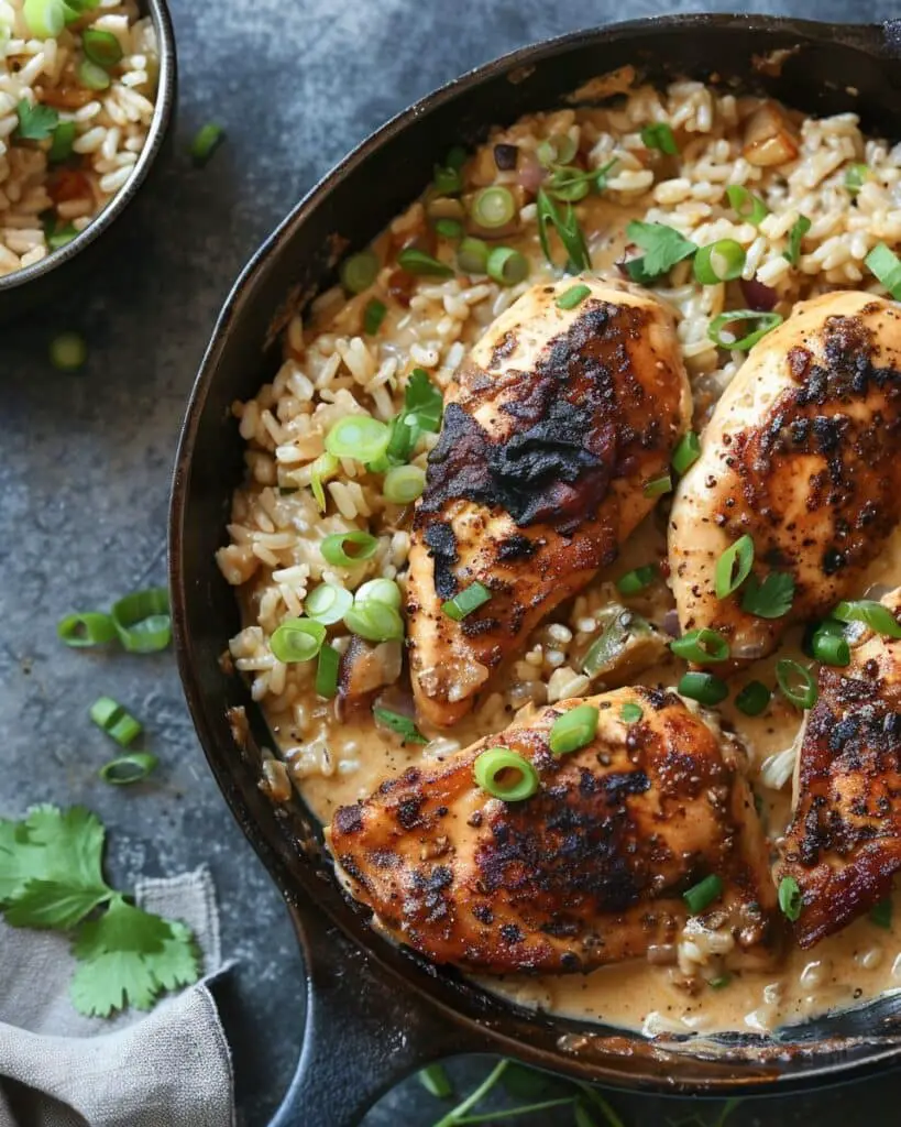 High Protein Creamy Cajun Chicken with Garlic Rice