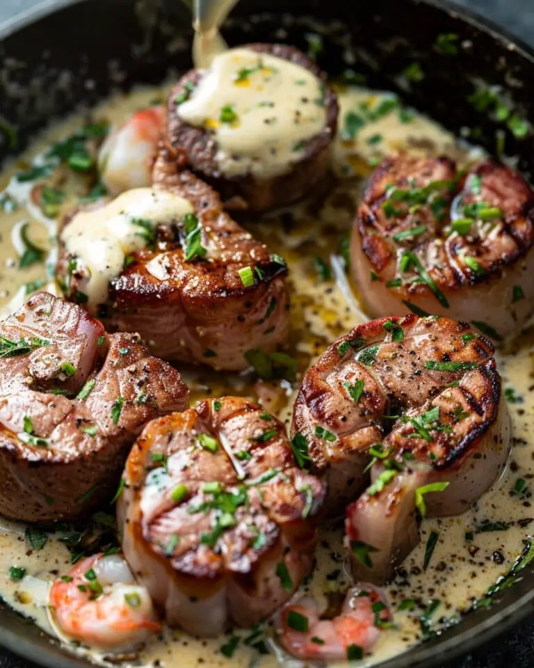 Surf and Turf with Garlic Cream Sauce