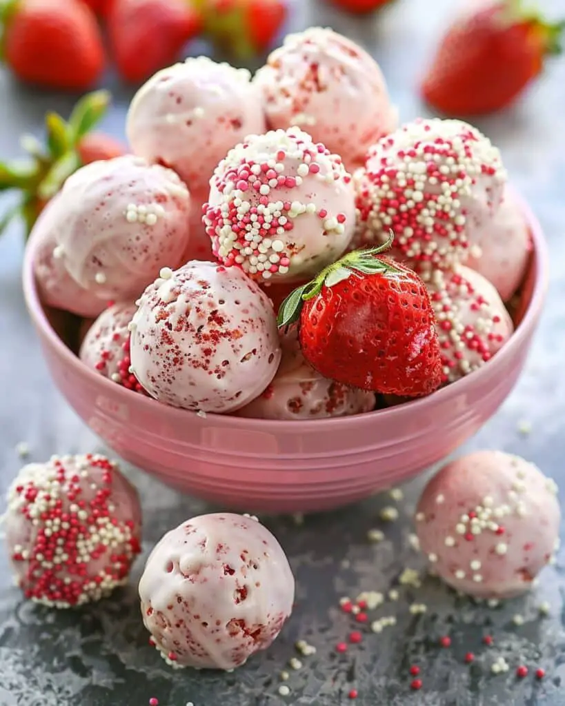 No-Bake Strawberry Cheesecake Protein Balls