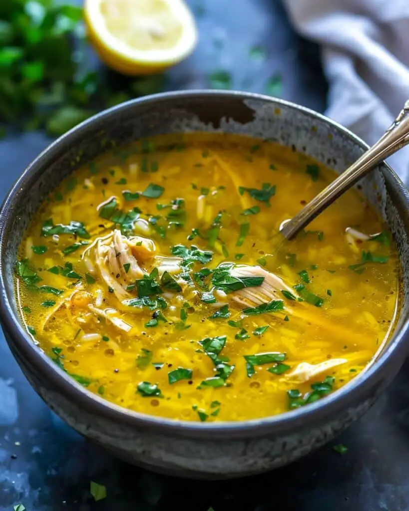 Lemon Ginger Turmeric Chicken and Rice Soup