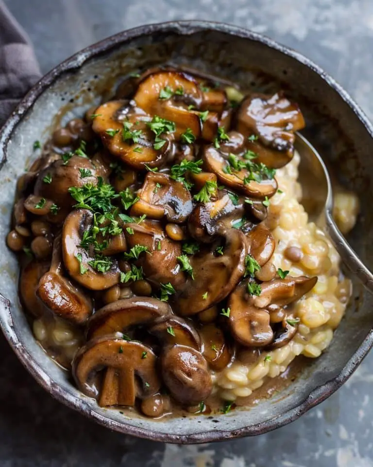 Simple Lentil Mushroom Stroganoff