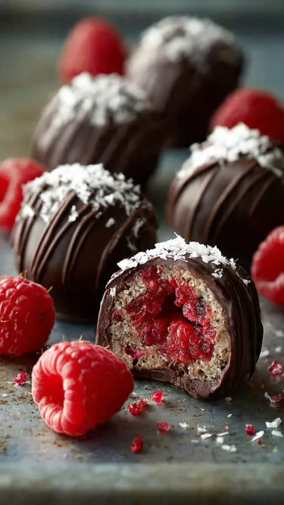 Healthy Chocolate-Covered Raspberry Bites