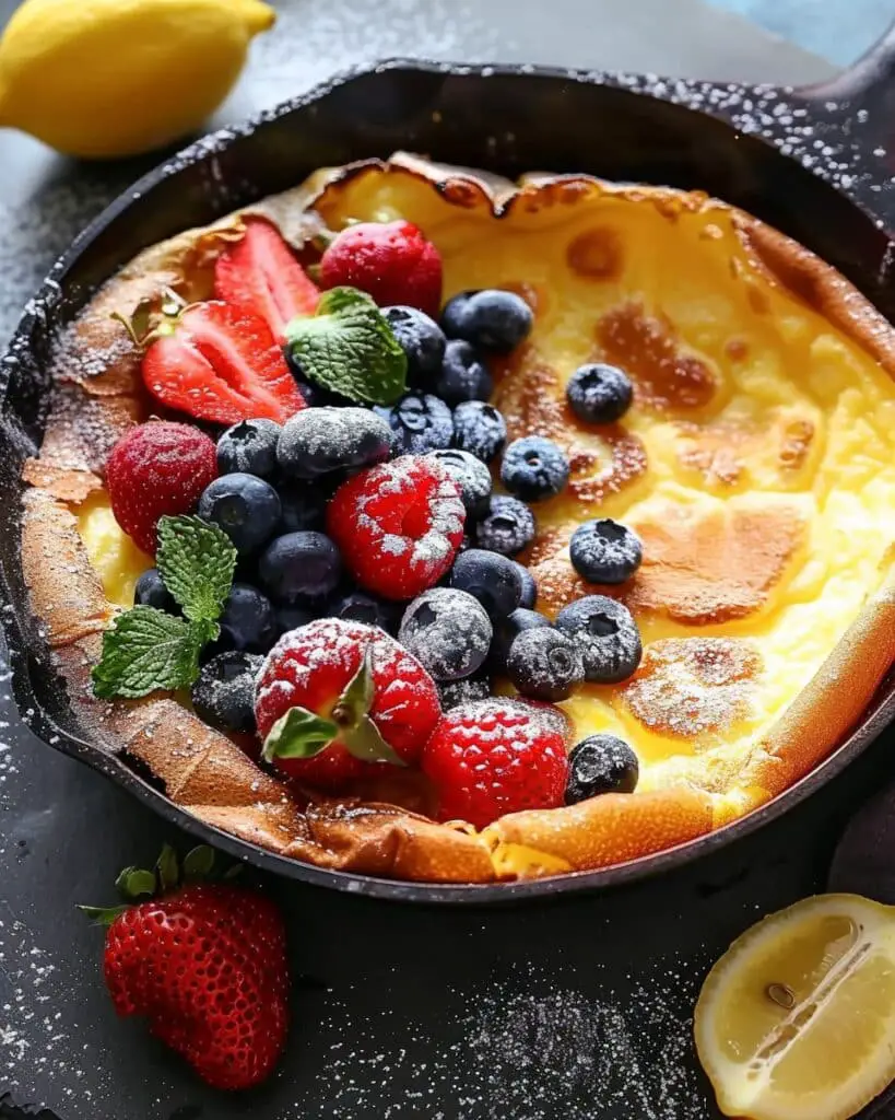 Lemon Dutch Baby with Strawberries & Blueberries