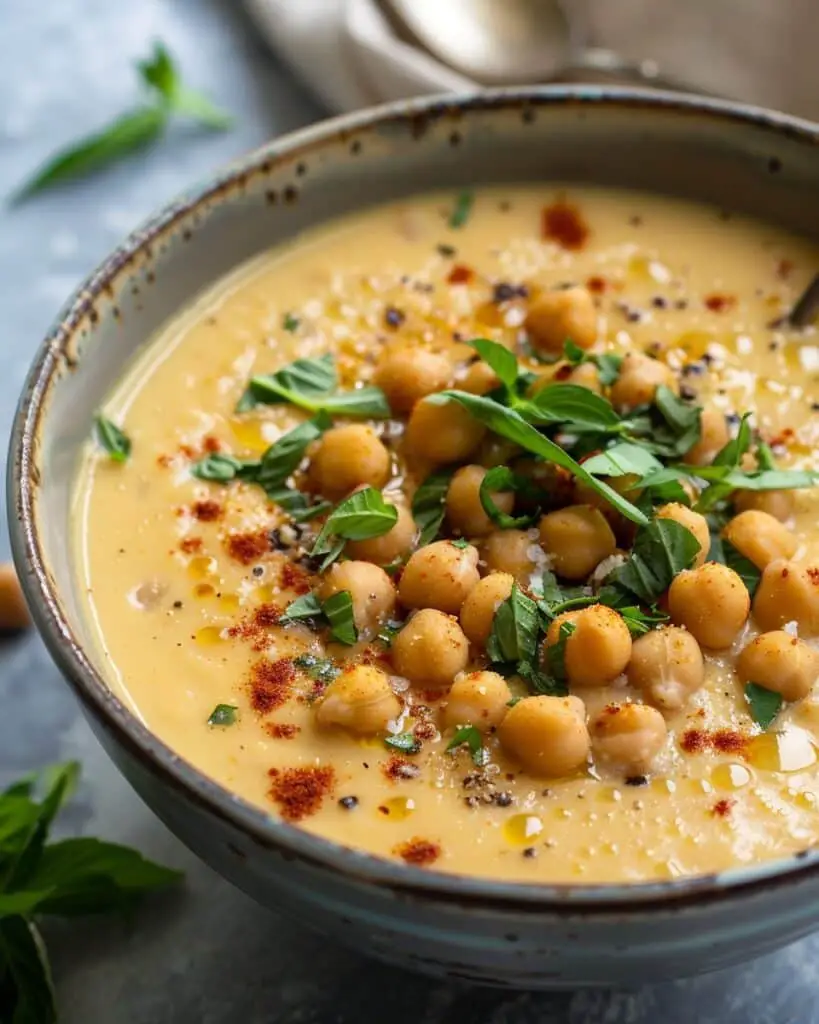 Creamy Garlic Chickpea Soup