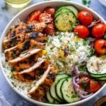 Grilled Greek Chicken and Herbed Rice Bowls