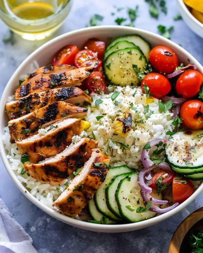 Grilled Greek Chicken and Herbed Rice Bowls