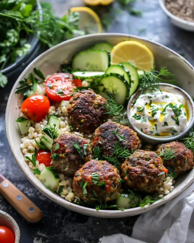 Irresistible Baked Greek Lentil Meatballs with Tzatziki