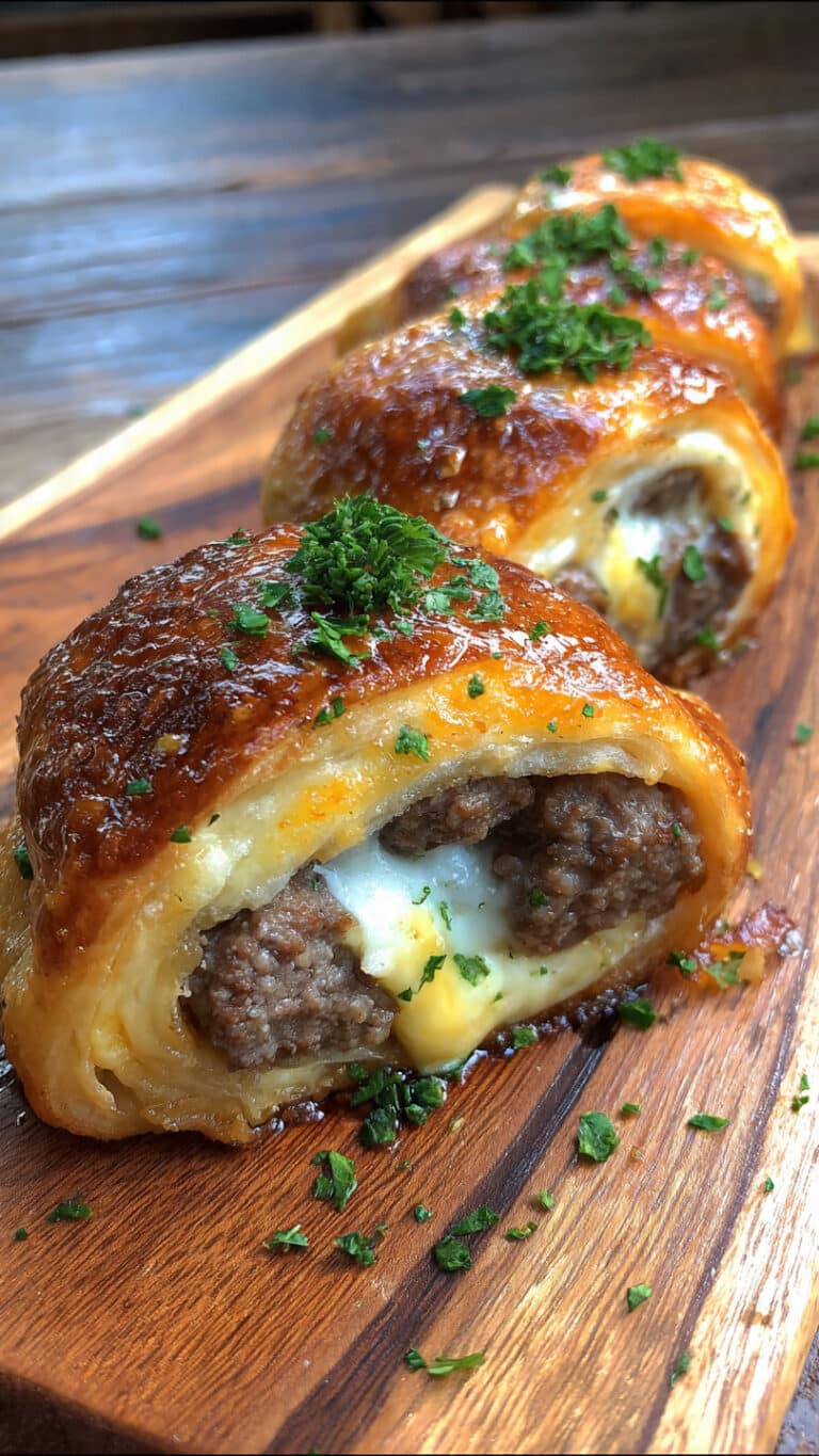 Garlic Butter Beef Cheeseburger Rollups
