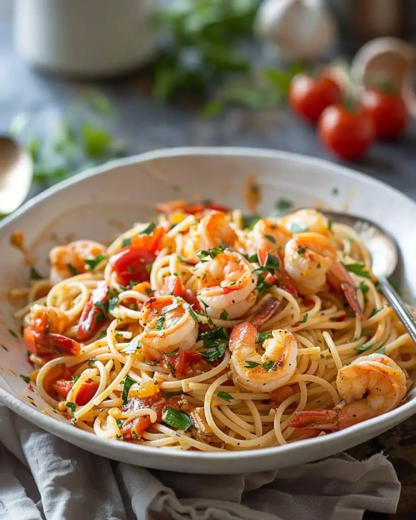 Creamy Lobster and Shrimp Spaghetti with Fresh Tomatoes