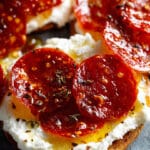 Whipped Goat Cheese with Crispy Pepperoni & Hot Honey