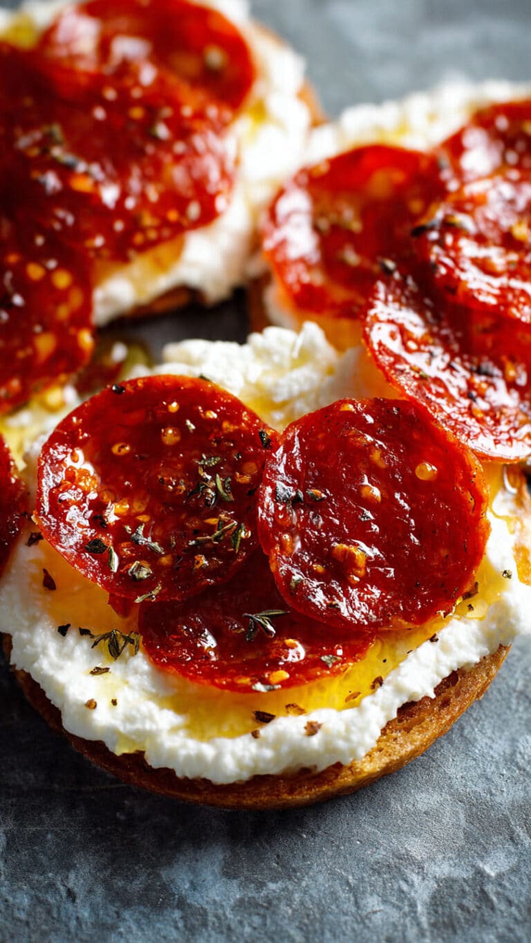 Whipped Goat Cheese with Crispy Pepperoni & Hot Honey