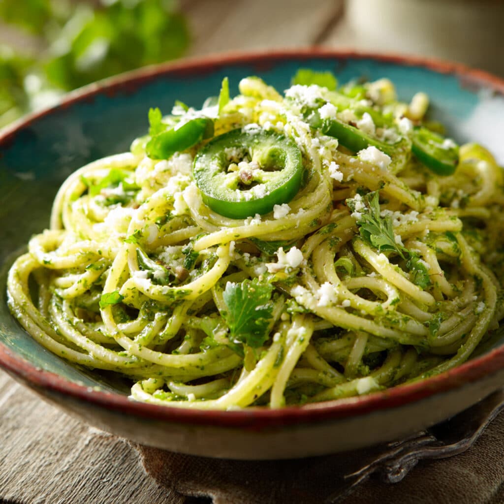 Creamy Mexican Green Spaghetti