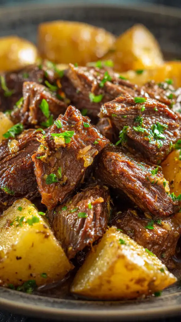 Slow Cooker Garlic Butter Beef with Potatoes